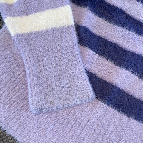 Buffalo David Bitton Fuzzy Striped Sweater in Lavender and Cream - Picture 4 of 5
